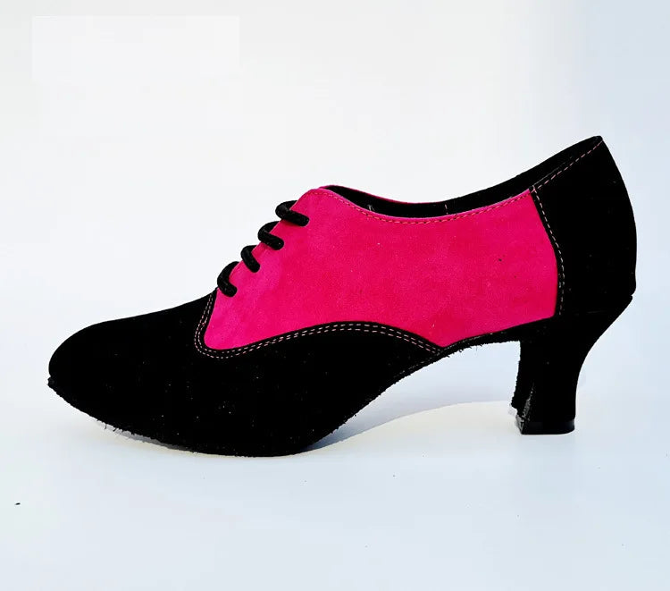 Customized Women's Adult Baotou Salsa Modern Latin Dance Shoes with A Soft Sole Canvas Surface Anti Slip Breathable Dance Shoes