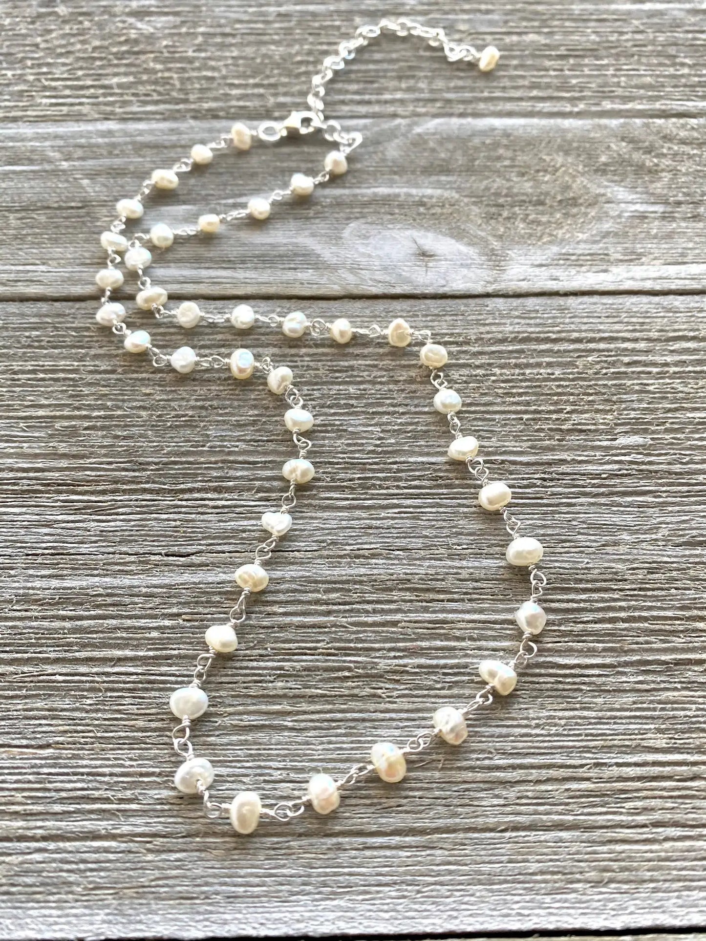 Handmade necklace made of real semi-precious stone and freshwater pearls Crystal Jewelry Cluster Necklace