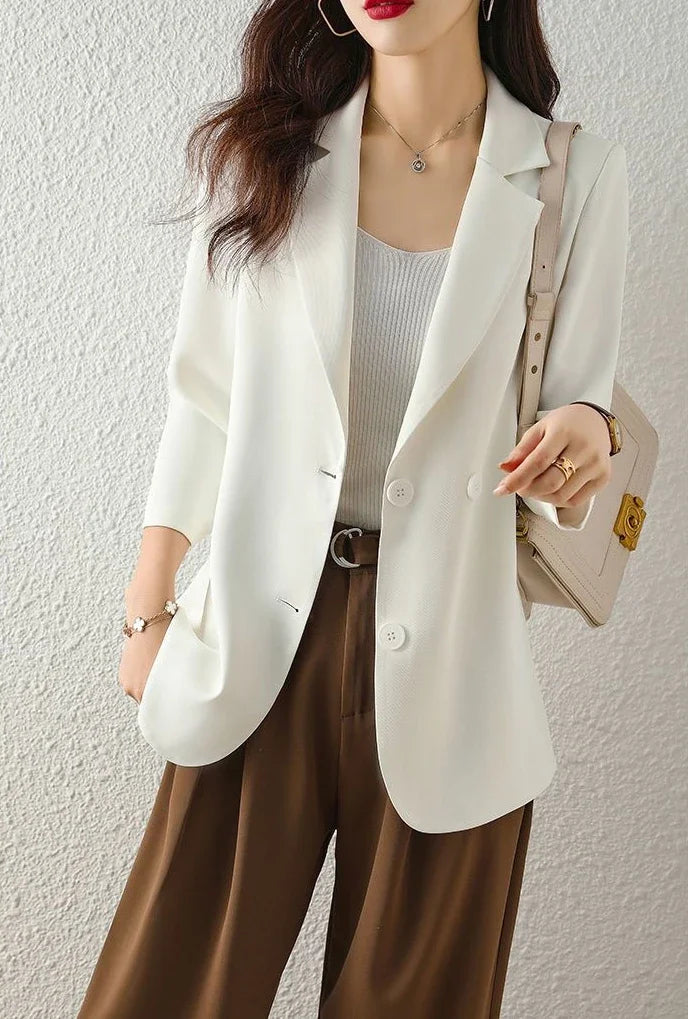 Blazer Woman Spring Autumn Thin Jacket Solid Outdoor Korean Style Coats for Women Tailoring High Quality Trend 2025 Outerwears