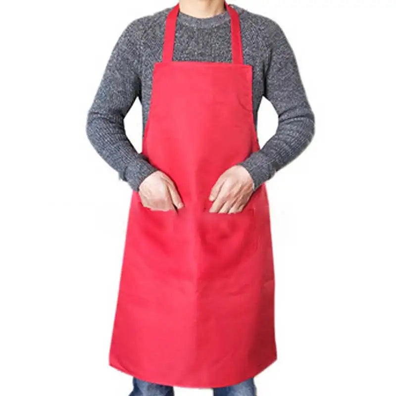 Kitchen Cooking Apron Women Men Solid Color Thicken Household Cleaning Sleeveless Cotton Polyester Apron Cotton Double Pocket