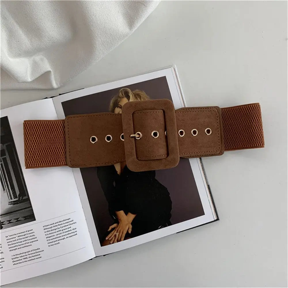 Women Belt Stretch Wide Waist Belts Metal Buckle Leather Strap Female Apparel Accessories Dress Waist Apparel & Accessories
