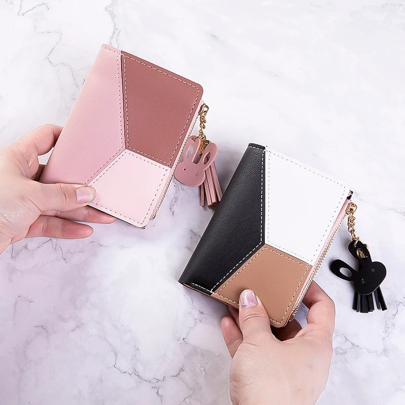 Women Fashion Wallets Zipper Coin Purse Ladies Short Purses Handbags Women Clutch Credit Cards Holder PU Leather Billfold Wallet
