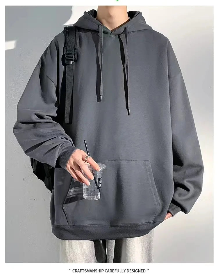 Sweater Loose Men's and Women's New Casual Solid Color Thickened Coat Autumn and Winter Hooded Sweater Simple