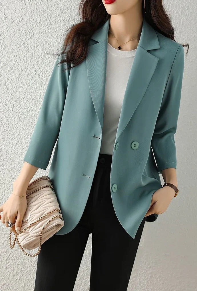 Blazer Woman Spring Autumn Thin Jacket Solid Outdoor Korean Style Coats for Women Tailoring High Quality Trend 2025 Outerwears