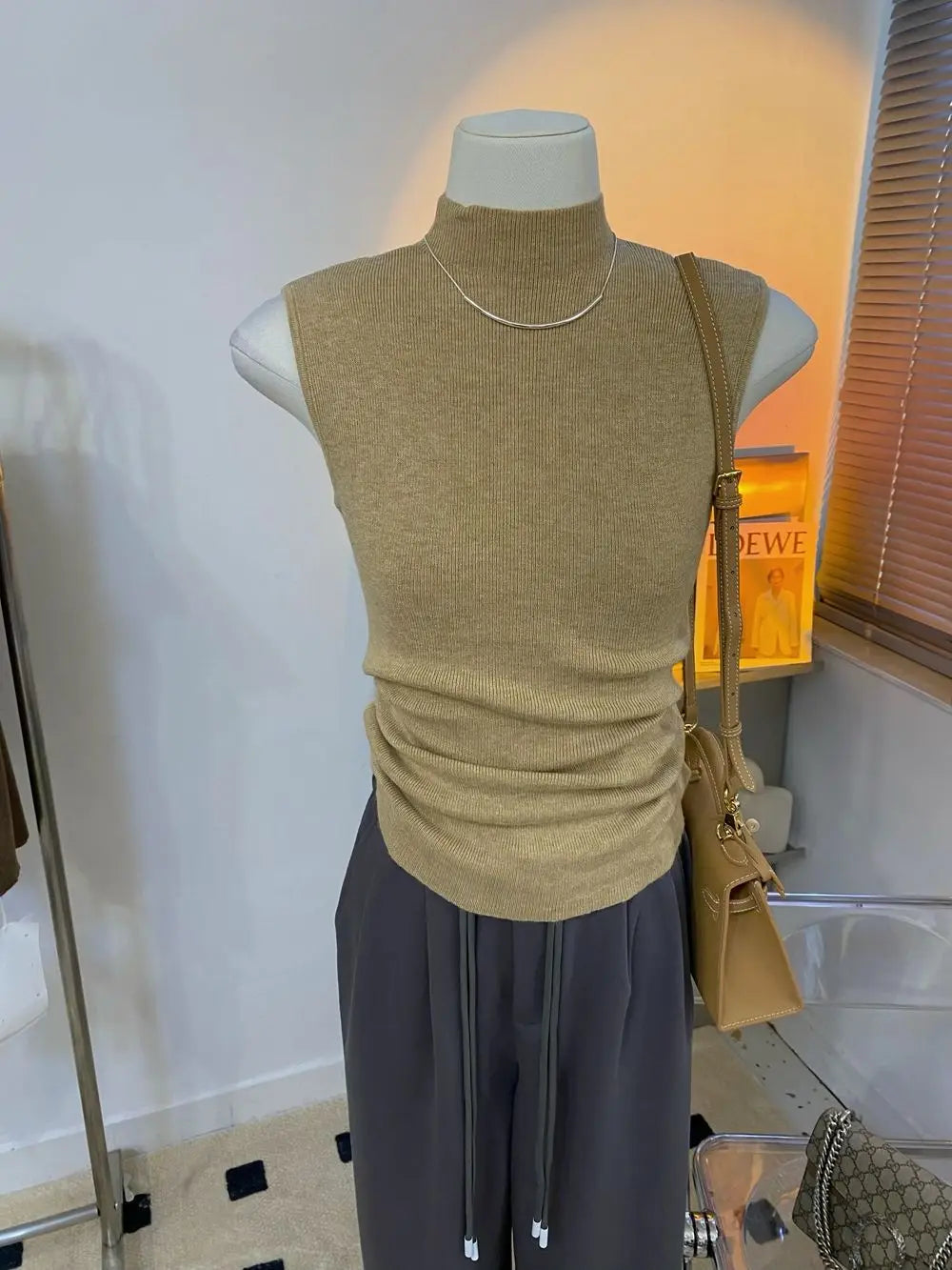 Sweater Vests Women Simple Half High Collar Fashion Autumn Basic Slim Sleeveless Sweaters All-match Ulzzang Leisure Knitting Ins