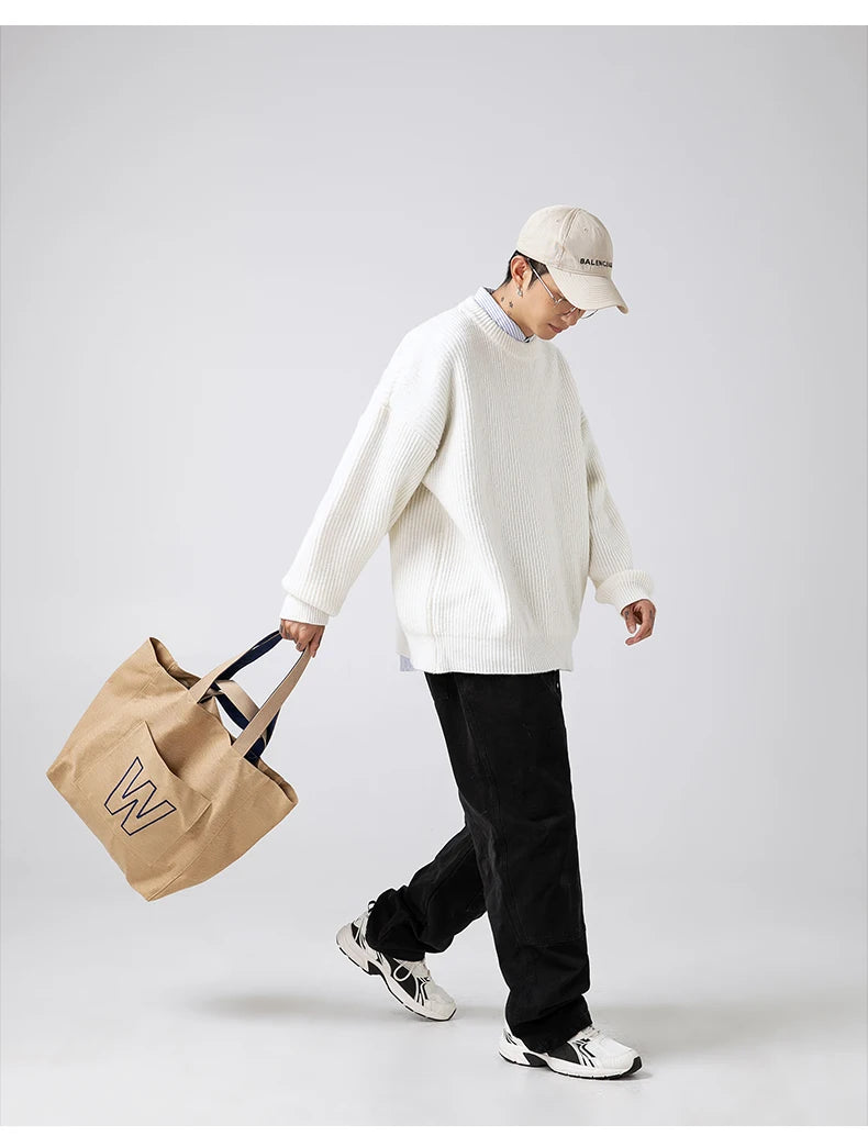 2023 Autumn Winter New Sweater Women's Men's  Green Knitted pullover Basic Solid Color Loose Black White Sweater Coats Warm Tops