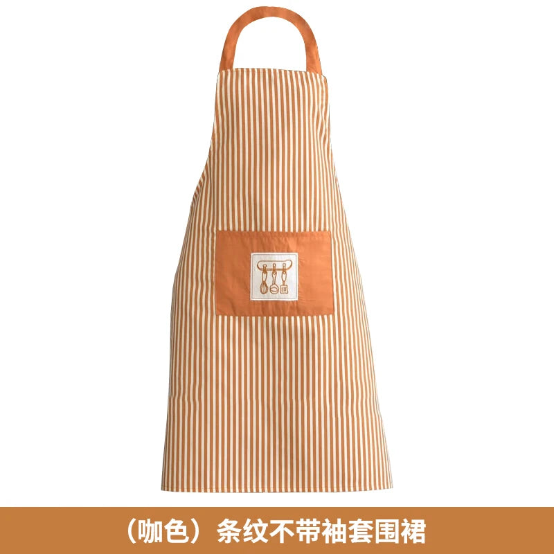 Fashionable Striped Apron For Home Kitchen Cooking Long Sleeved Women's Cute Anti Stain Work Dining Work Clothes Smock