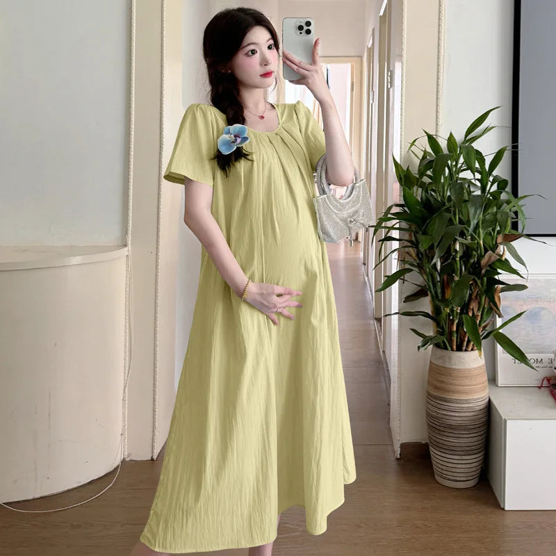 Elevate Your Summer Wardrobe: New Maternity Summer Dress Fashionable, Thin Long Dresses for Pregnant Women, Stay Cool in Style