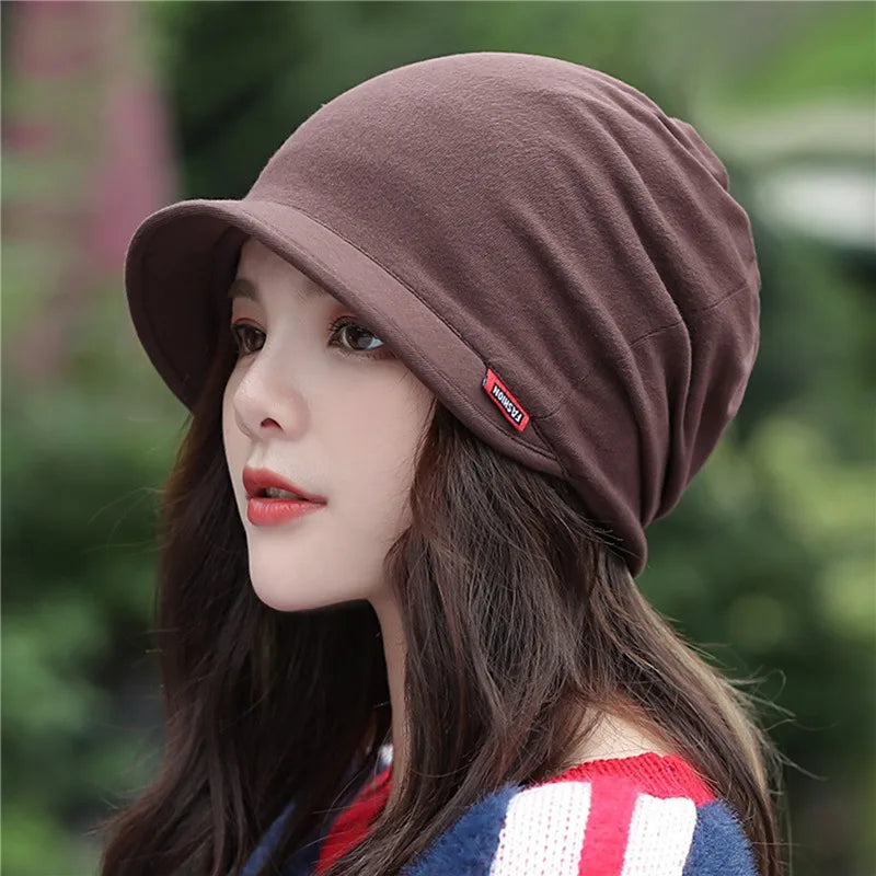 Knitted Hat Women's Autumn And Winter Head Cap Fashion Solid Color Outdoor Windproof Keep Warm Thicken Knitted Hats
