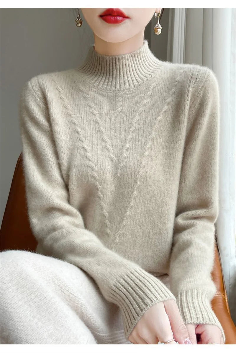 Sweater Women Knitted Sweater Turtleneck Long Sleeve Pullovers Autumn Winter Clothing Warm Jumper Tops