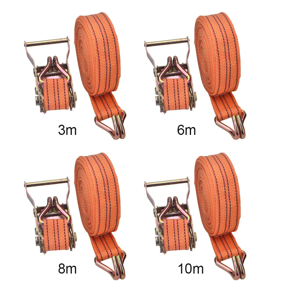 Heavy Duty Ratchet Tie Down Straps 3-10 Meter Long 40mm Wide Double Hook Lashing Belt for Truck Cargo Securing Transport Binding