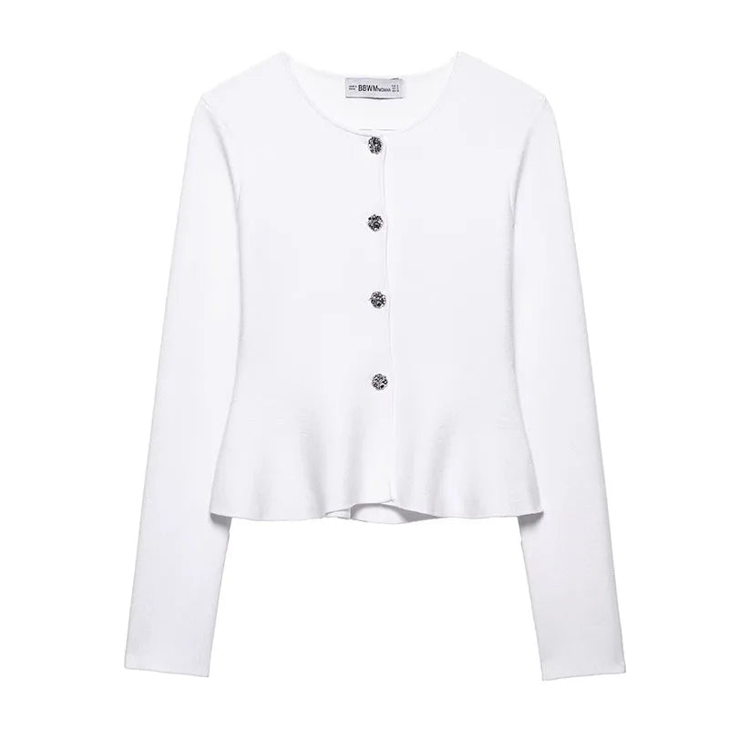 HH Women Skirt Suit O-Neck Single Breasted Long Sleeve Knitted Cardigan Top+Elegant Elastic Waist High Street Mini Skirt