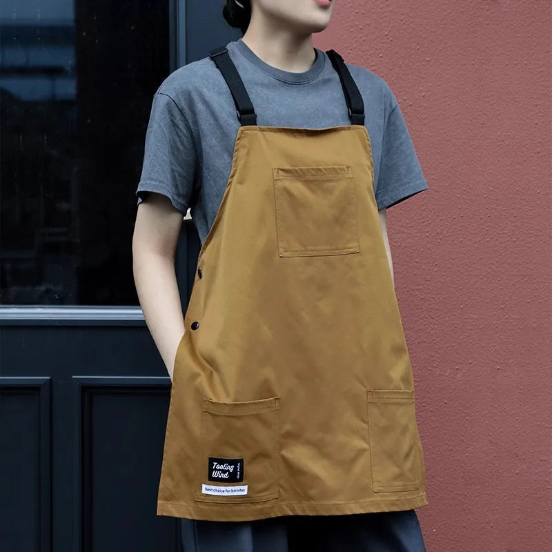 Kitchen Catering Cafe Work Waterproof Apron with Pockets Stain-resistant Detachable Men Women Hairdressing Barista Apron Vest