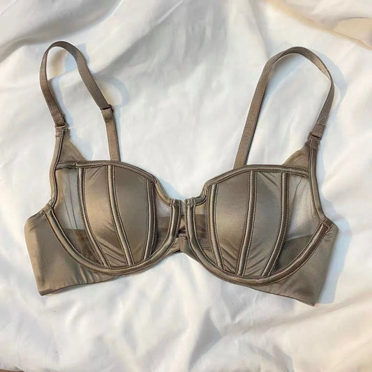 Women Underwear Bra Gather Small Breast and Thin Spring Summer Sexy Bra Front Buckle Pure Solid Intimate Clothing