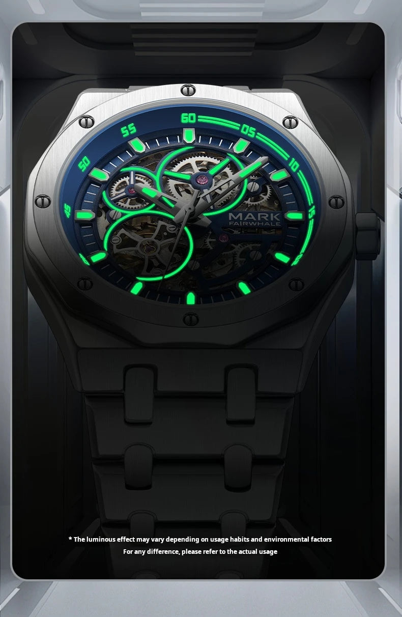 FAIRWHALE Wristwatches Automatic Mechanic Wrist Watch for Men Casual Sports Clock with Luminous Hands relogios masculino