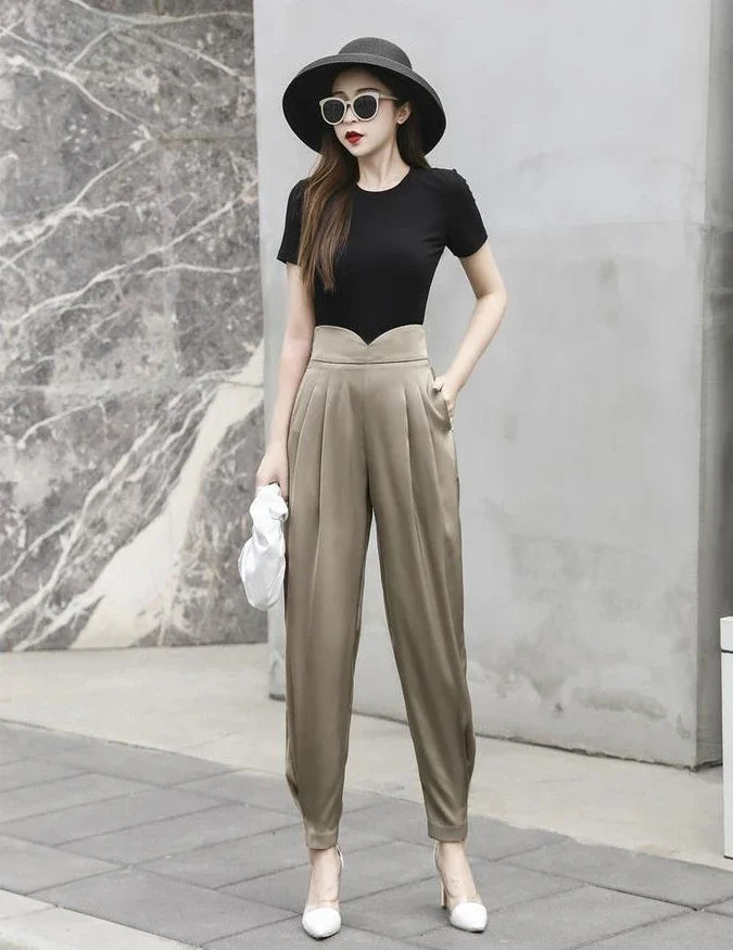 Trousers for Woman Pencil Solid Clothing Black Women's Pants High Waist Y2k Streetwear Autumn Cotton Elastic G Classic Quality