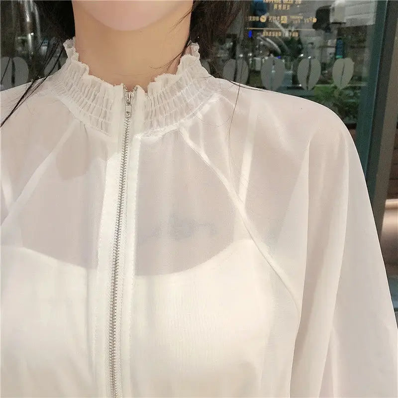 Long Jackets Women Summer Thin Sun-proof Korean Fashion Ins Sheer Breathable Casual New Solid Clothing Female Harajuku All-match