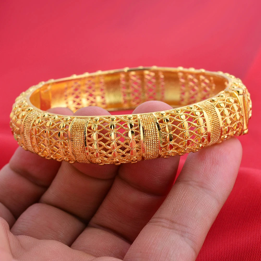 Dubai Wholesale Gold Color Bangles For Women Indian Charm Bracelet Jewellery Arabic Wedding Party Banquet Gifts