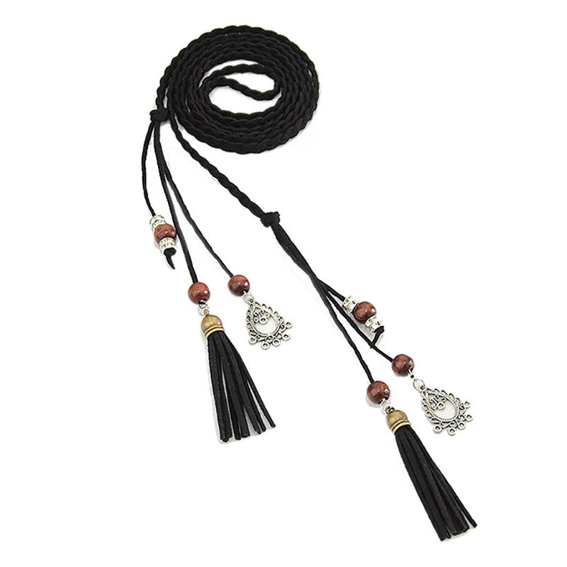 Tassel Decor Braided Rope Belt cinturones para mujer lujo diseñador cinturón fashion belts acessórios de vestuário female belts