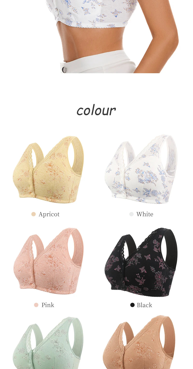 Bra Cotton Women Wire Free Bras Front Closure Brassiere Female Confortable Underwear Big Size 52BC 50BC Cup
