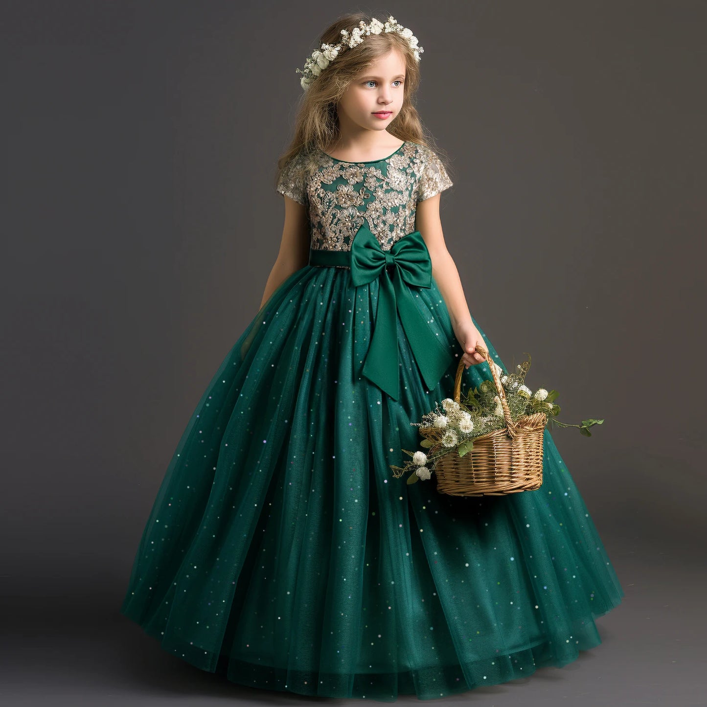 Elegant Teens Girls Dress Lace Princess Pageant Birthday Party First Communion Gowns Bridesmaid Flower Girl Dresses For Wedding
