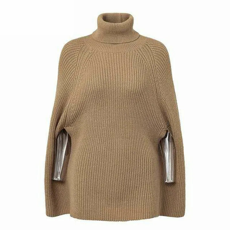 Sweater Women's 2025 Autumn New Cloak Poncho-style European and American Fashion Knitted Shawl