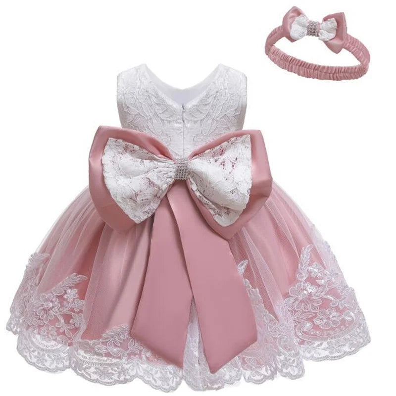Girls Dress 2025 Children Easter Carniva Tutu Wedding Kids Dresses For Girls Vestidos Party Princess Bow Christmas Baby Dress
