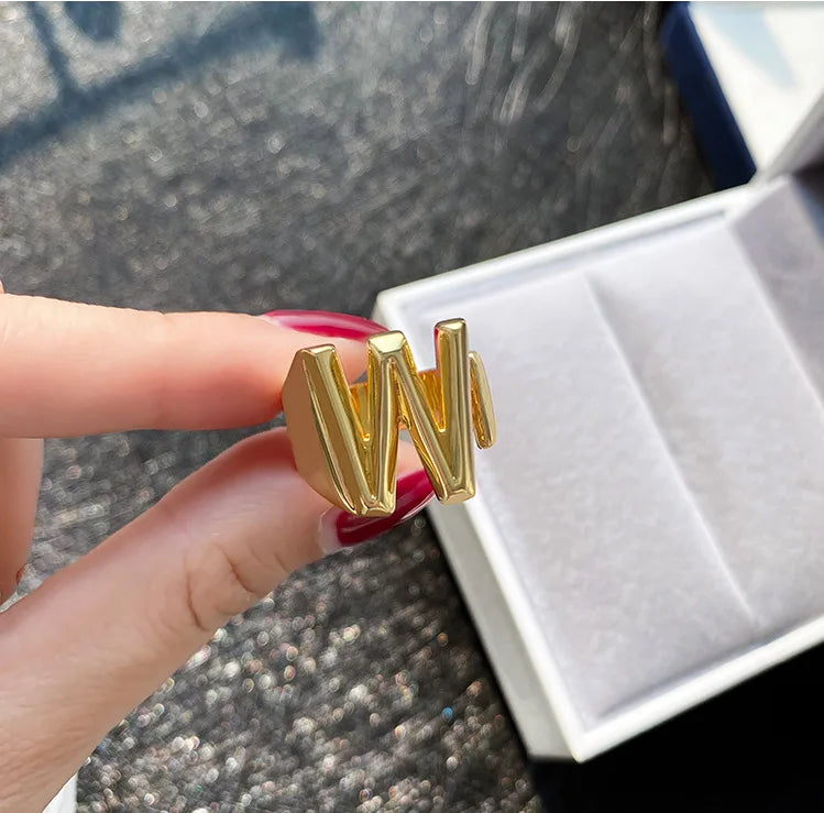 26 English Letter Ring Opening Adjustable Female Personality Internet Celebrity Ring Fashion Jewelry Couple Mother's Day Gift