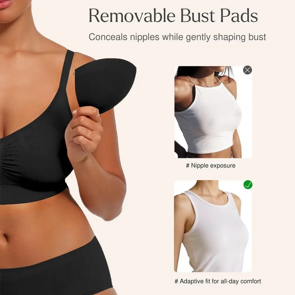 Sports Bras for Women Wireless Soft Workout Bra Full Coverage Push Up Bralettes Seamless Crop Cami Bra for Yoga Fitness