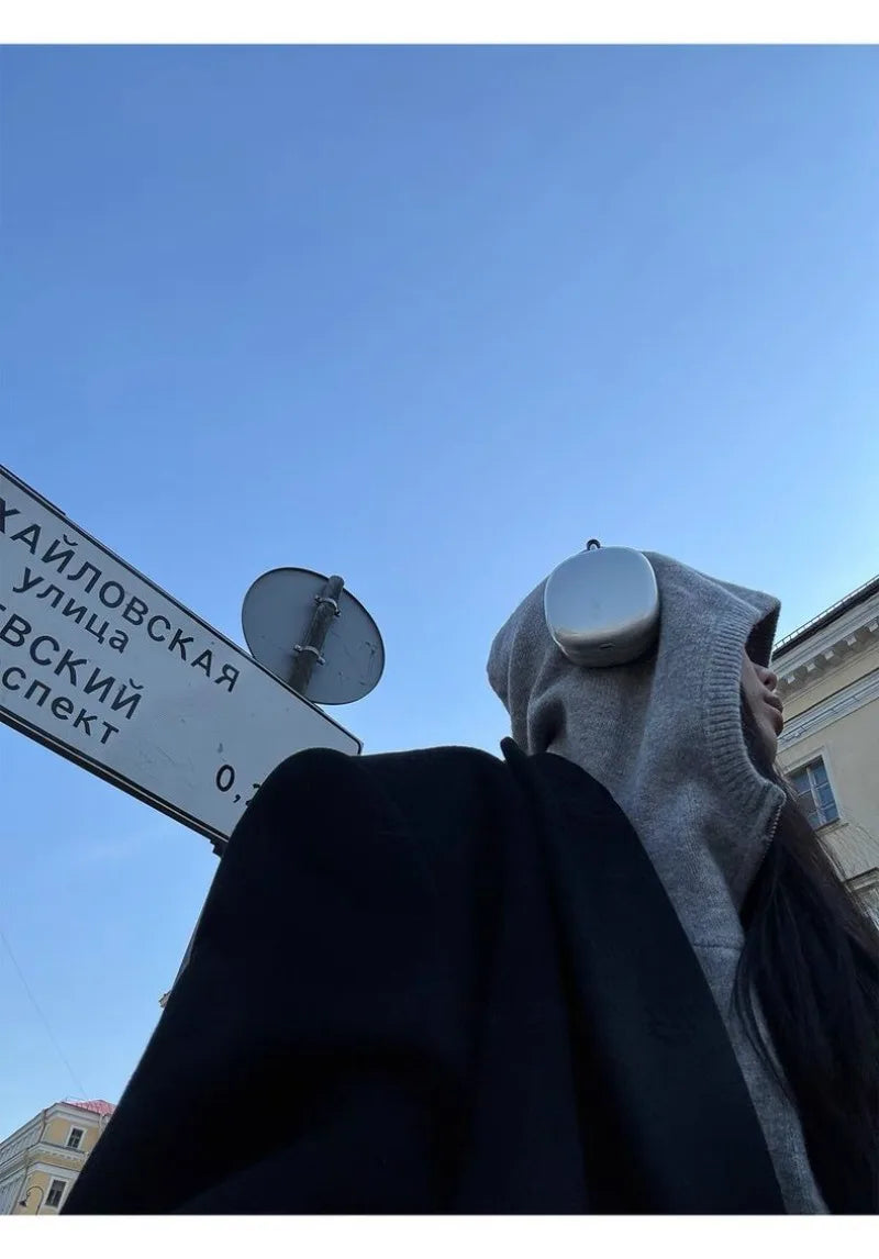 Sweater Set Women American Vintage Hooded Long Sleeve Cardigan Straight Shorts Grey Two Piece Outfit Fall Winter Streetwear Set