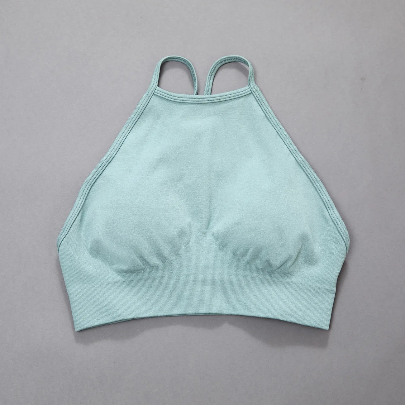 Women Sports Bra for Workout High Neck Gym Crop Top Nylon Fitness Shirts Padded Activewear