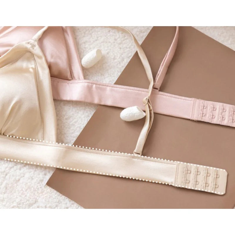 Bralettes for Women 93.8% Mulberry Silk Bra Wireless Wire Free No Underwire Sleep Padded Sexy Triangle V Neck Everyday Bra