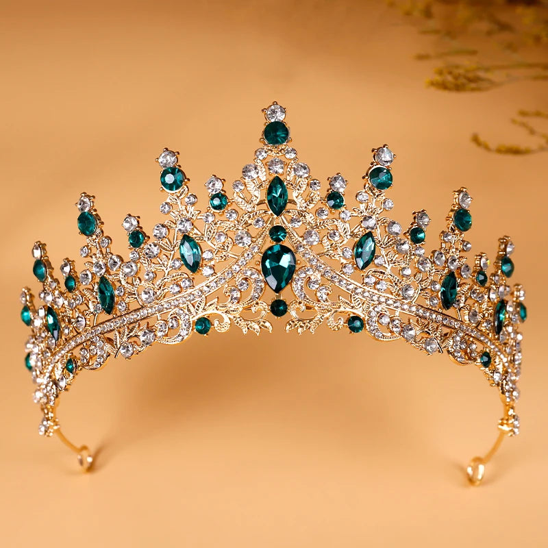 Bridal Headwear - A Golden Lady Fashion Wedding Crown, Rhinestone Classic Princess Tiaras