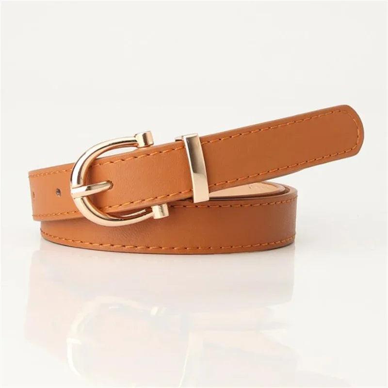 Women Belts New PU Leather Simple Metal Buckle Belt Girls Dress Jean Pants Waistband Belts for Lady Luxury Designer Brand