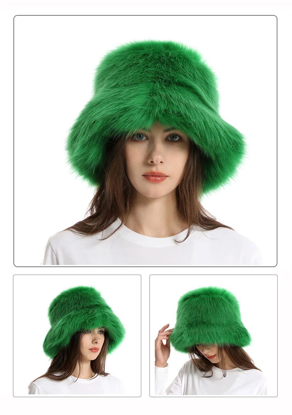 Hat Woman Winter Faux Fur Fisherman Hat Woman Versatile Warm Female Casual Party Fur Hats Women's Cap Ins Plush Bucket Hat
