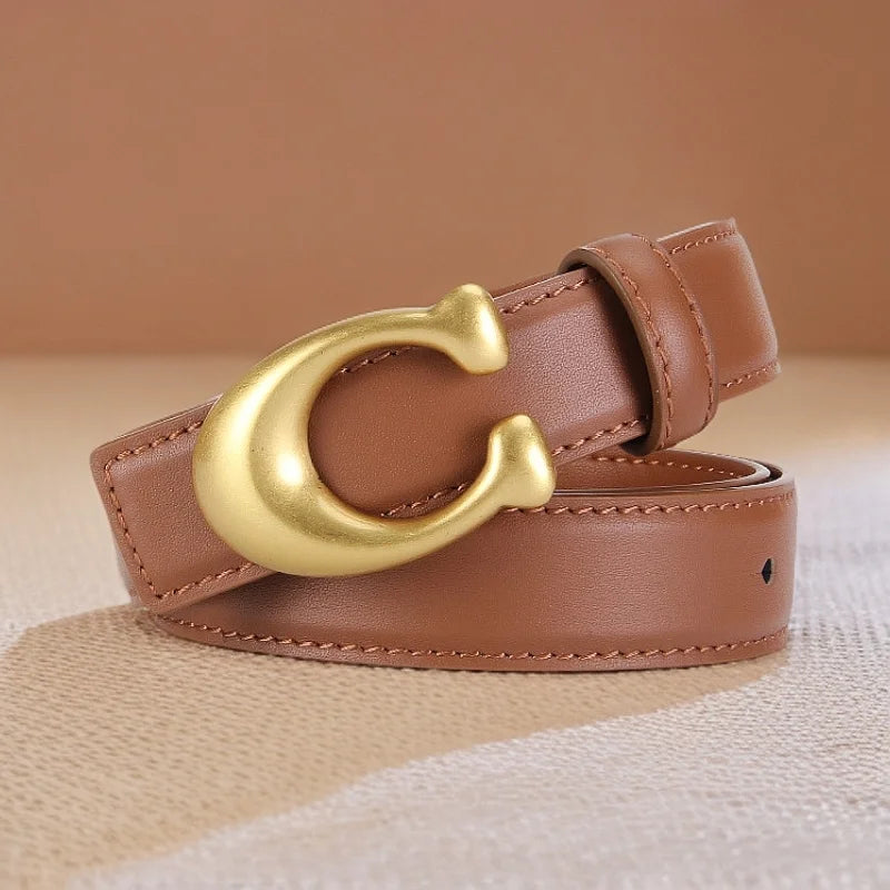 Women's belts are fashionable and versatile, jeans are decorated with belts, women's ins style, black cowhide trouser belts, sim