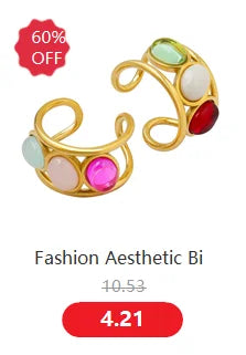 Modern Stainless Steel Round Ring for women PunkIrregular Ring 18K Gold Plated Jewelry Female Luxury Accessory Wholesale