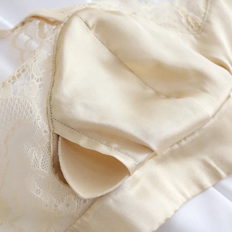 Women Silk Bras 93.8% Mulberry Silk 6.2 Spandex Lace Satin Surface Wire Free Wireless Bra Bralette Everyday Wear TA018