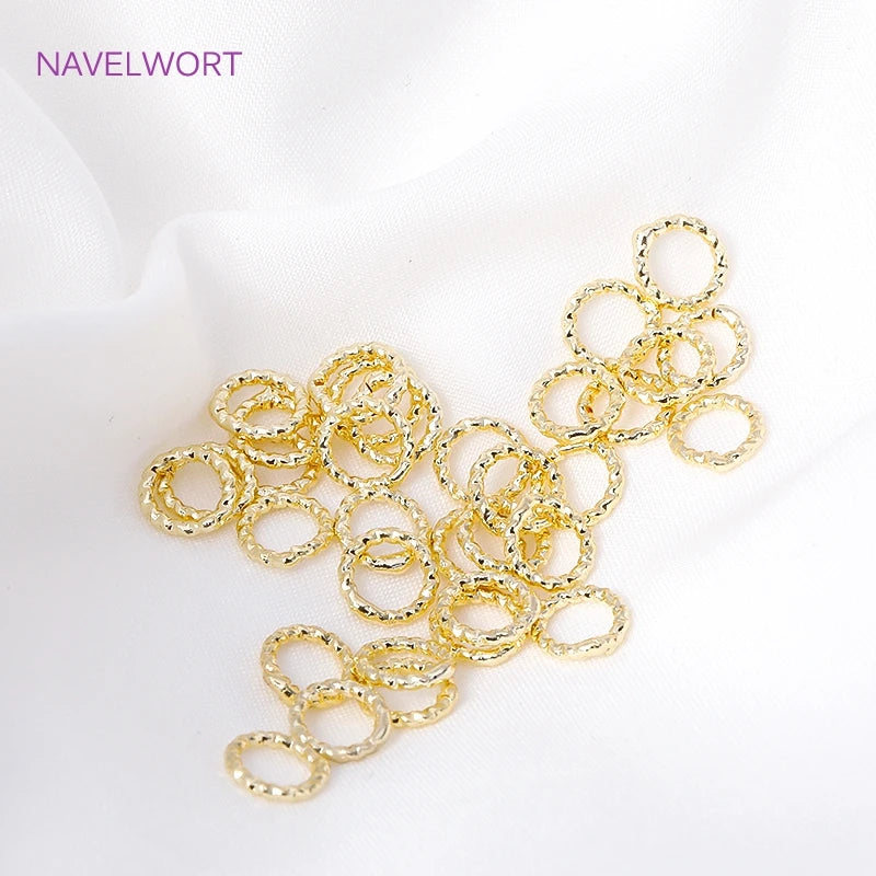 Wholesale 18K Gold Plated Brass 6/8/10/12MM Round Twist Closed Ring Connectors Accessories For DIY Jewelry Making Supplies