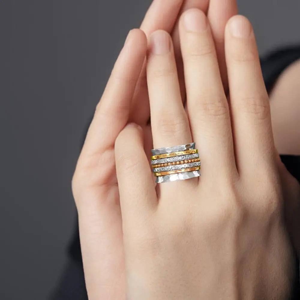 Rotating Ring Spinner Ring For Women Anxiety Reliefs Ring Band Daughter Ring From Mom Adjustable Ring For Women Or Girls