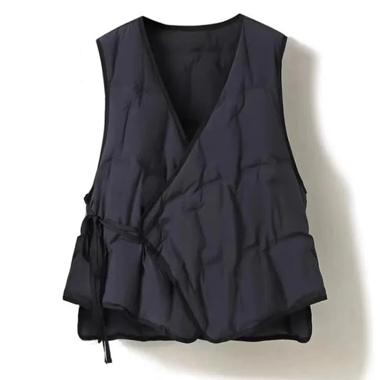 Coat Inner wear Base Liner Collarless V-neck Lightweight Belt down Jacket Cotton-padded Clothes Vest Vest Vest Outer Wear