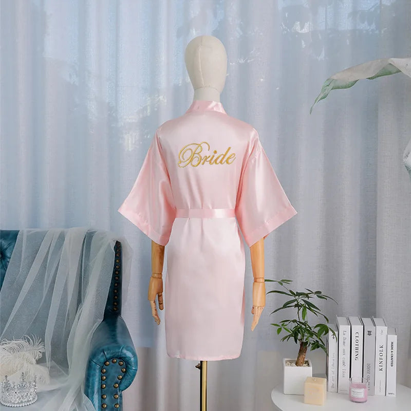 Kimono Robe Bride Bridesmaid Wedding Bathrobe Casual Women Sleepwear Nightgown Embroidery Letter Home Clothing Lingerie