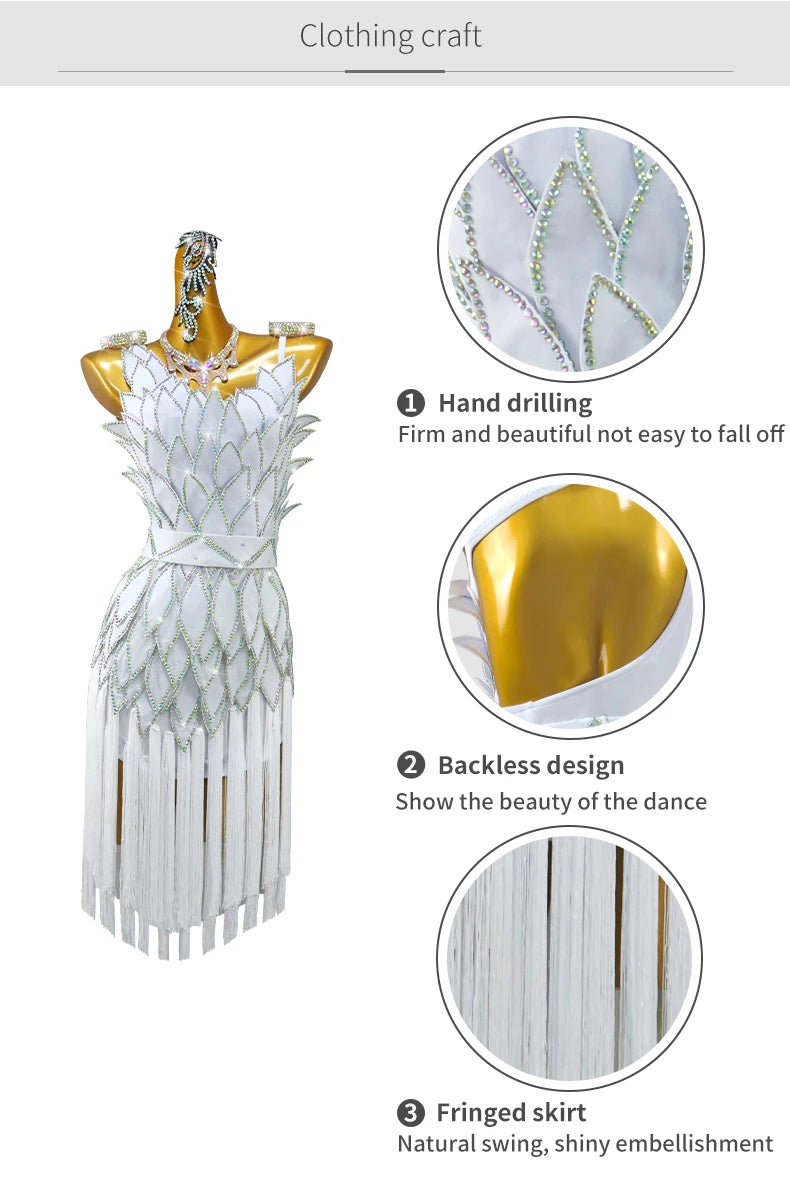 Womens Ballroom Dance Dress Dancewear Elegant Party Clothing 2025 Adult Costume Female Prom Fringed Skirt Girls Samba Stage Suit