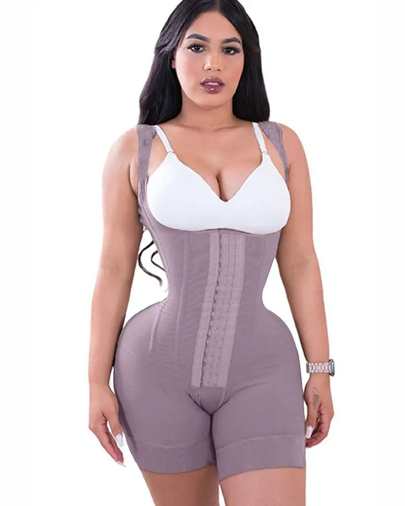 Women's  A Comfy Shaping Jumpsuit Flatten Abdomen Waist and Hips Zip Front Closure Shapewear Firm Tummy Compression Butt Lifter