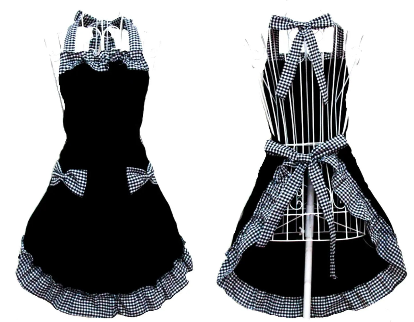 Kitchen Apron Cute Uniform Apron Flirty Outfit Dress Women Girl Fashion Lovely Bowknot Lace Anti-fouling Apron with Pockets Gift