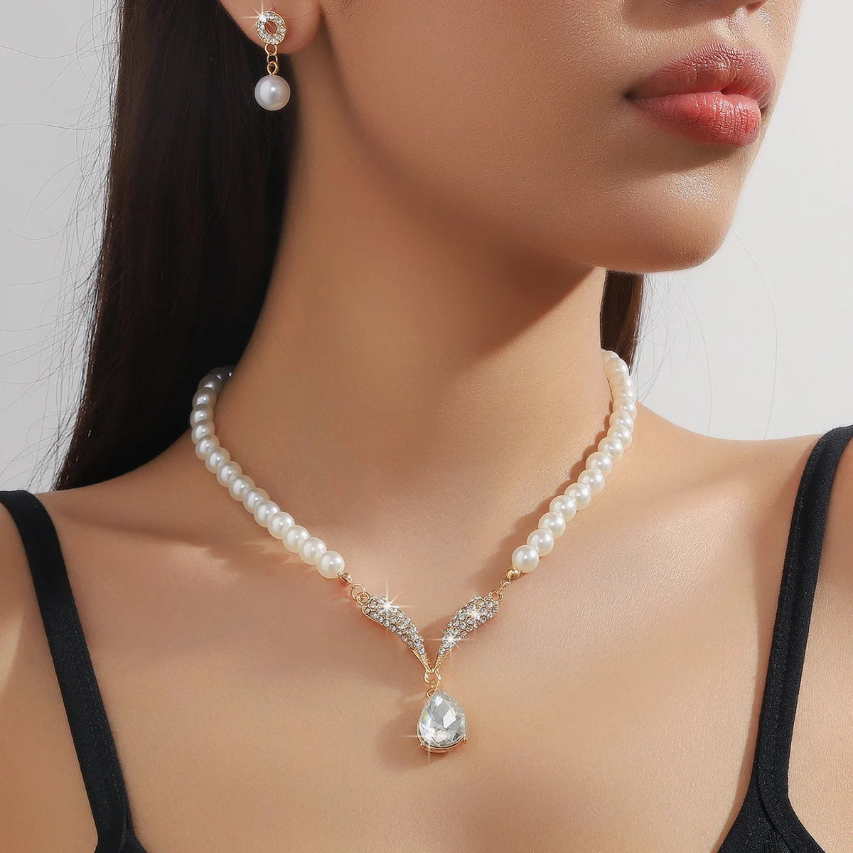 3 Pieces Of Women's Wedding Accessori, Earrings, Necklaces,  Bridal Jewelry Sets, Banquet And Party Accessories
