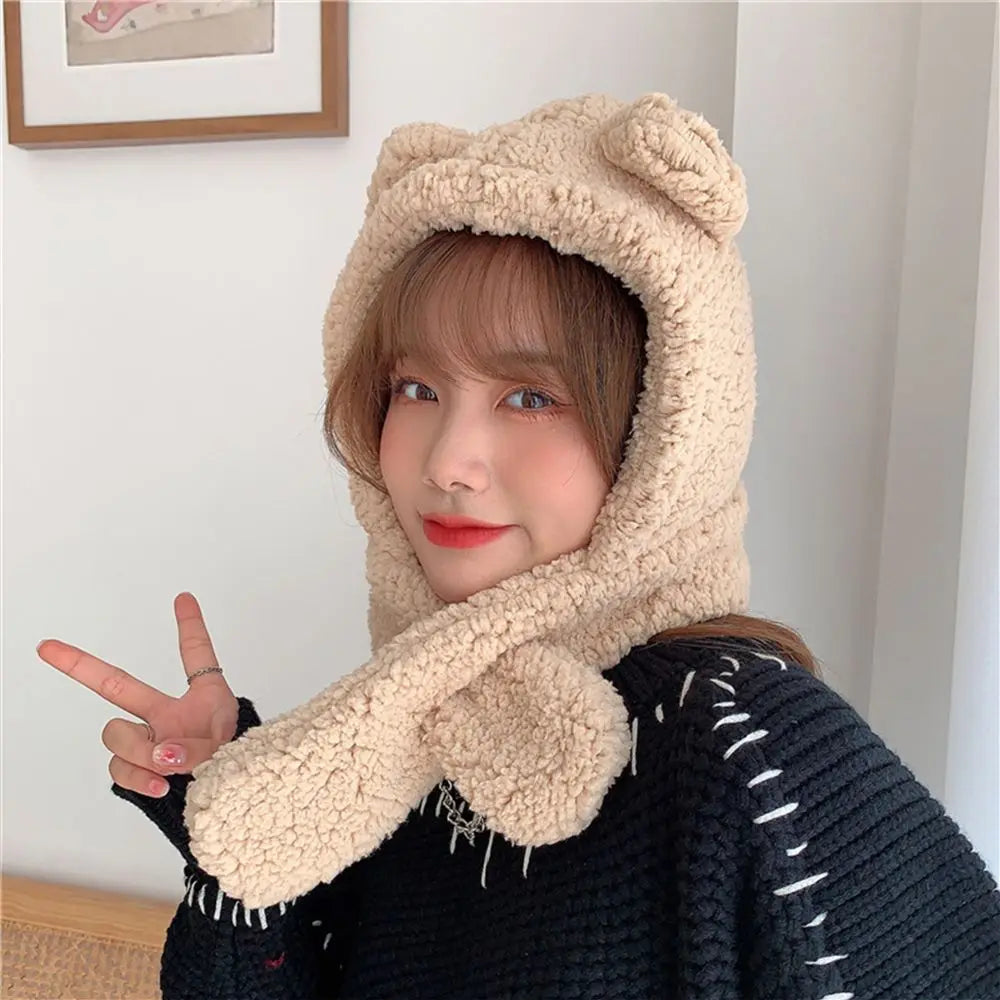 Winter Hats for Women Suede Bucket Hat Plus Velvet Lamb Hair Caps Outdoor Warm Thick Beret Wide Brim Windproof Cap Thick Hats