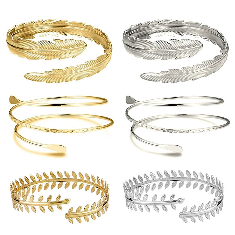 Fashion Arm Bracelet for Women Girls Mental Open Upper Arm Bangle Bracelet Simple Adjustable Armlet Armband