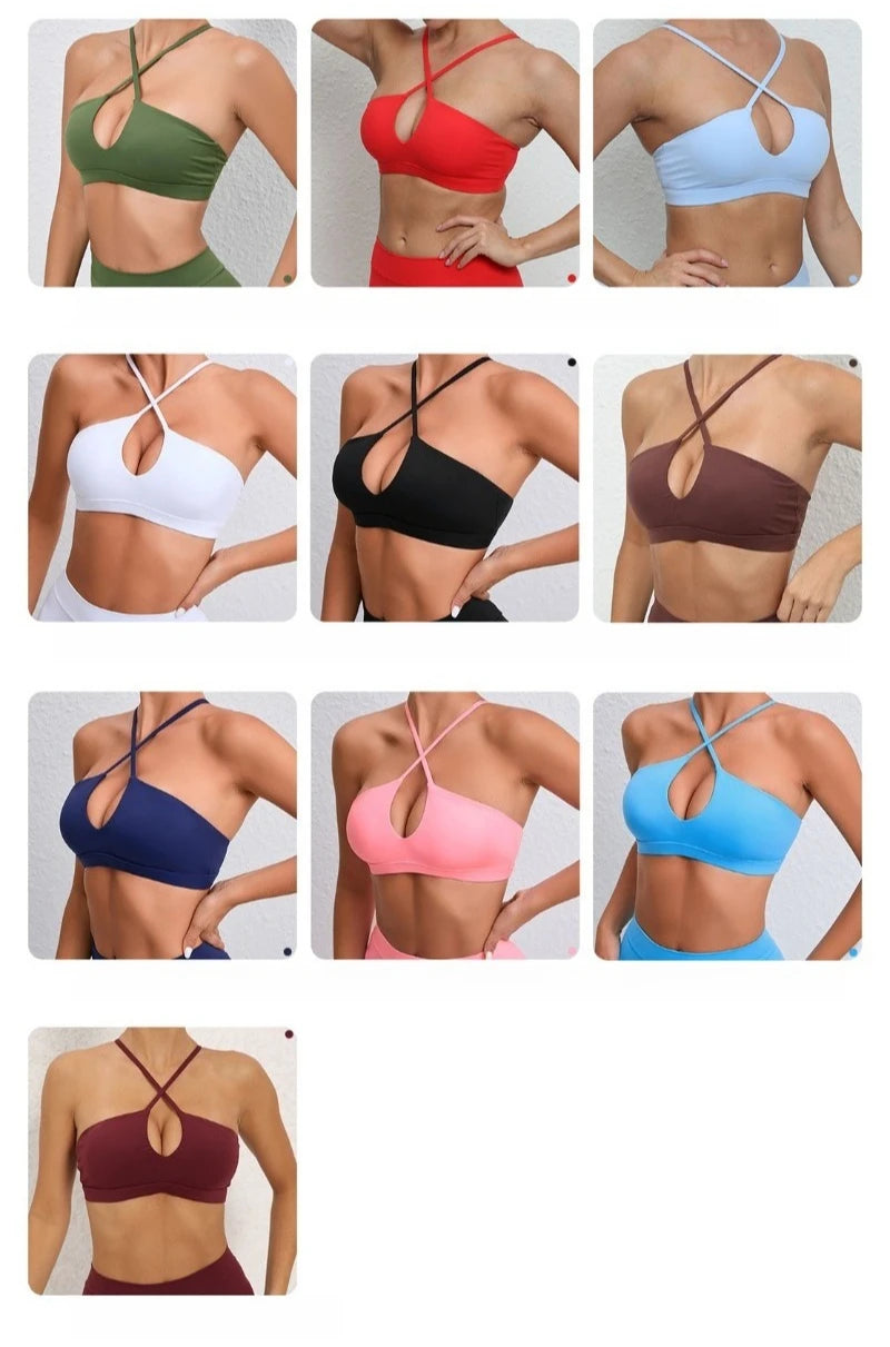 Women's Yoga Bra - Running Cross Back Breathable Naked Feel Sports Fitness Bra  for Yoga Running Gym Top