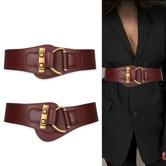 Designer Belts For Women High Quality Luxury Female Waist Stretch Cummerbunds Black Elastic Corset Belt Big Dress Waistband